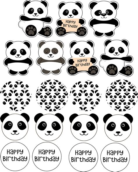 Panda Cupcake Toppers Free Printable